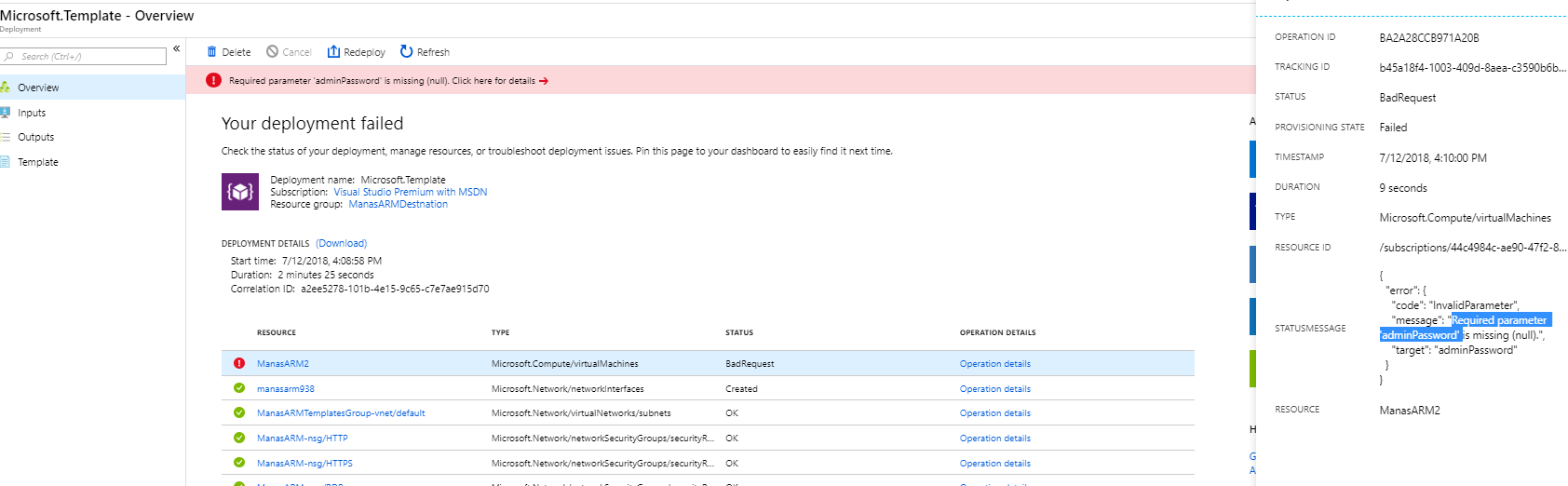 Azure – Required parameter ‘adminPassword’ is missing (null) error in ...