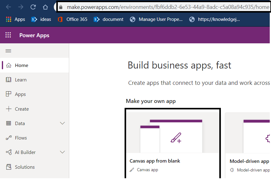 Microsoft Canvas Example fig2-Canvas-app-from-blank-template | Microsoft 365